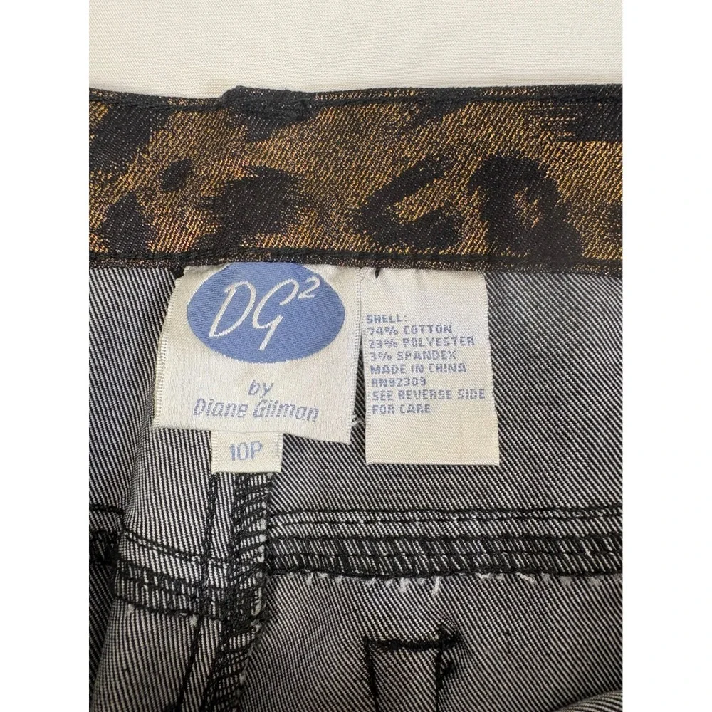 NEW Y2K Vintage Metallic Gold Cheetah Mid Rise Bootcut Jeans Size 10P Statement